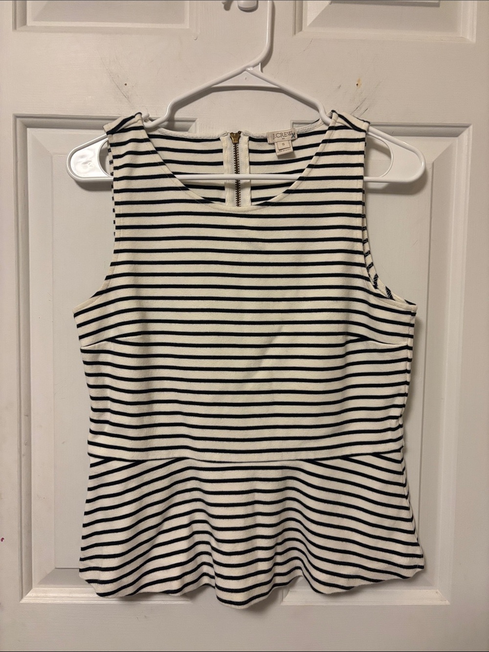 J. Crew Black and White Striped Peplum Tank Size Small S